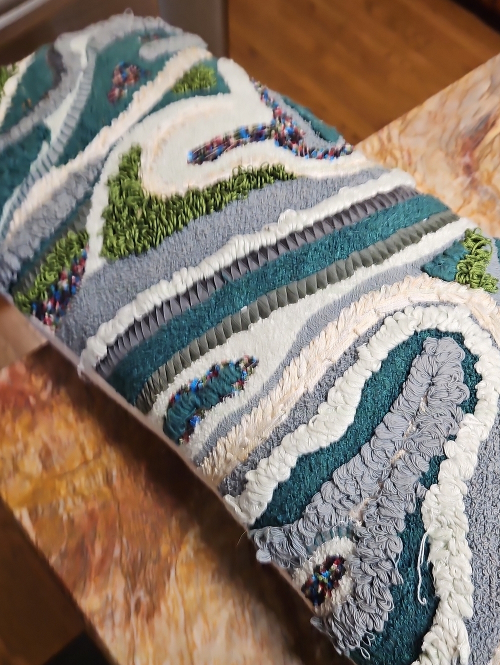 YaYa & Co. Waves Abstract organic cotton abstract lumbar pillow